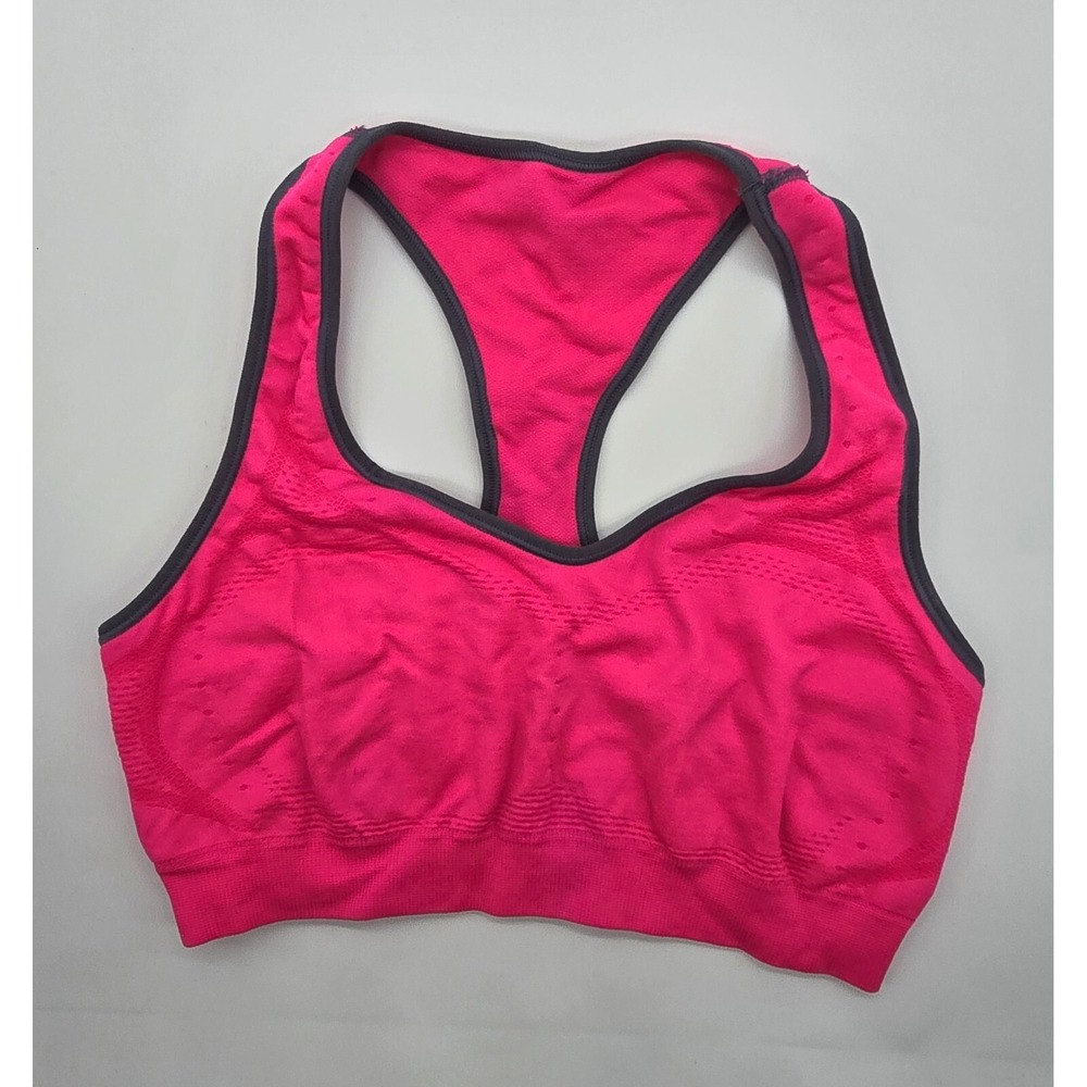 Hanes Jogbra Seamless Racerback Sports Bra Pink Grey Trim Size Medium M/M